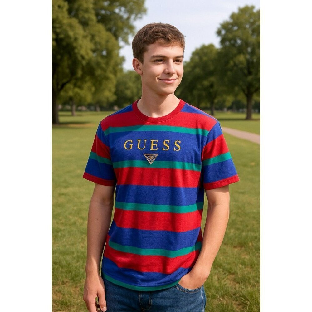 Vintage Guess Jeans Striped Men’s Shirt Medium EUC